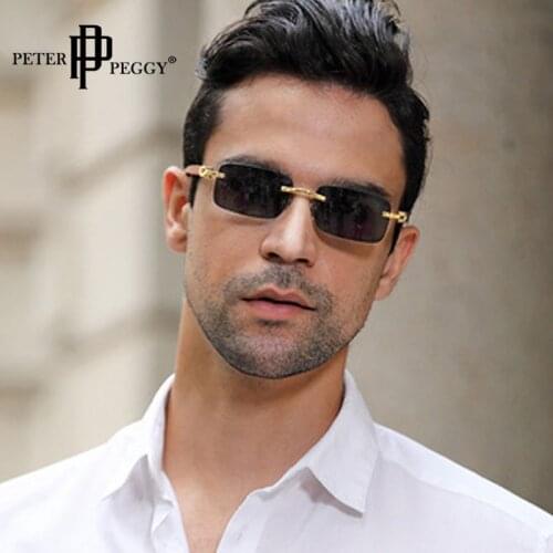 Peterpeggy Small Rectangle Sunglasses Women Female Rimless Square Sunglasses Men 2020 Steampunk Vintage Sunglasses UV400