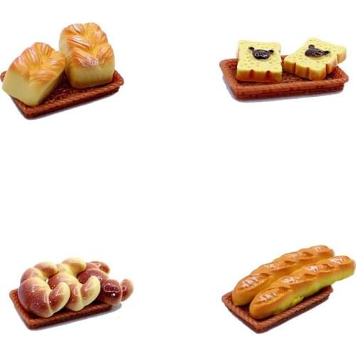 2pcs Cute Mini Bread with 1pcs Dish Dollhouse Miniature Kitchen Doll Food Model Toy Accessories
