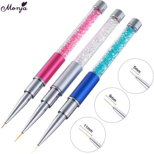 Monja 5/9/11cm 3Pcs/Set Nail Art Flower Lines Liner Grid French Painting Brushes Pattern DIY Design Drawing Pen Manicure Tools