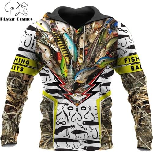 Drop shipping Fishing Baits 3D All Over Printed Mens Autumn Hoodie Sweatshirt Unisex Streetwear Casual Zip Jacket Pullover KJ587