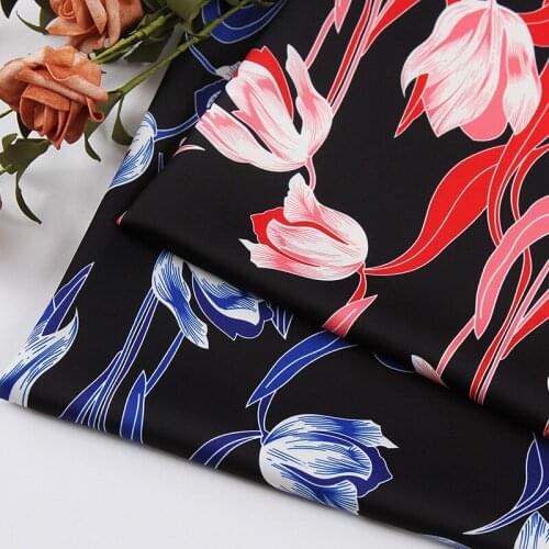 New high-density single-layer impermeable ant satin digital printing chiffon fabric diy spring and summer fashion dress fabric