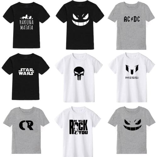 New boys t shirts for girls tops 2020 summer kids t shirt cotton Smiley print Short sleeve Childrens T-shirt wthie boy clothes