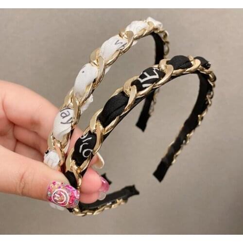 Metal chain women four seasons unique design temperament decoration personality retro letter hair hoop