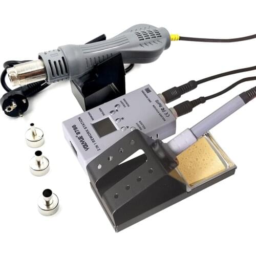New 2 in 1 Soldering Station SMD Hot Air Gun Solder Iron Rework Station Portable Welding Repair Tool Kit BGA Soldering Stations