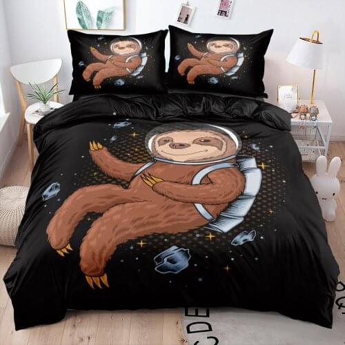3D Animal Bed Linens Black Sloth Duvet Quilt Covers Set Pillowcase Twin King Queen Double Single Size Custom Design Bedding Sets