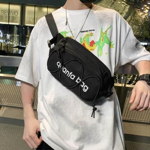 Street Style Waist Bag Fashion Crossbody Bags Unisex Casual Canvas Bag Large Capacity Travel Phone Pouch Men Chest Pouch