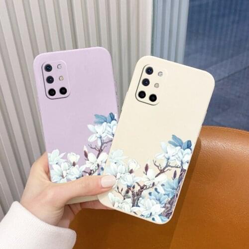 For Oneplus 8t Case Small Fresh Lily Camera Lens Protection Liquid Slicone Phone Cover 9 9pro 9r pro Shockproof Soft Case Funda
