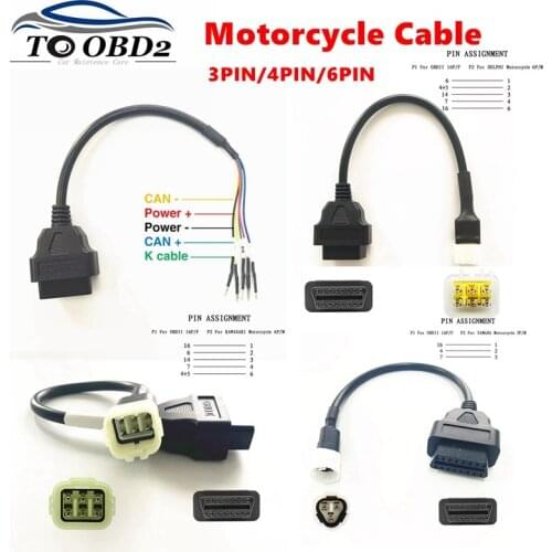 Motorcycle OBD2 Connector For YAMAHA/SUZUKI/Kawasaki/HONDA/Delphi/Ducati 3pin 4pin 6pin Adaptor 3 4 6 PIN OBD 2 Extension Cable