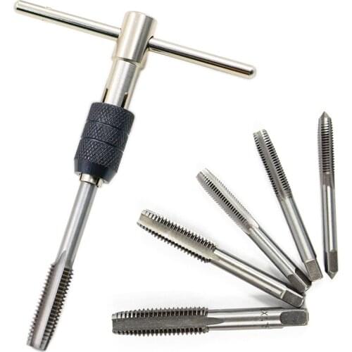 6pcs/Set T Type Machine Hand Tap Wrench Screw Thread Taps Reamer M6/M7/M8/M10/M12 Screw Tap Holder Hand Tool Power Tool Parts