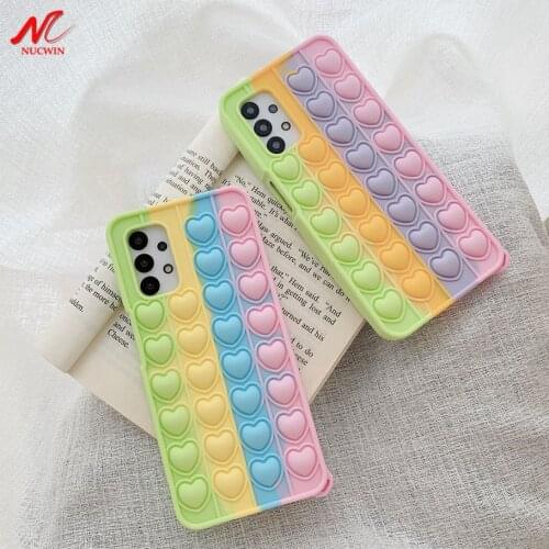 3D Love Heart Bubble Fidget Reliver Stress Case for Samsung A50 A20 A30 A11 A21 4G Silicone Cover for Galaxy A51 A71 A12 A32 5G