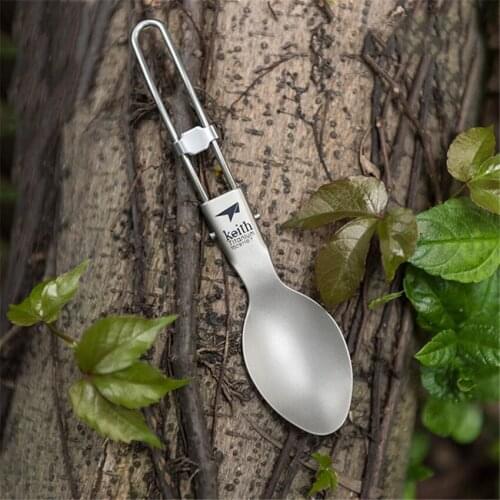 Super light Titanium Folding Spoon Portable Outdoor Camping Cutlery Travel Tableware Picnic Hiking Convenient Titanium Spoon