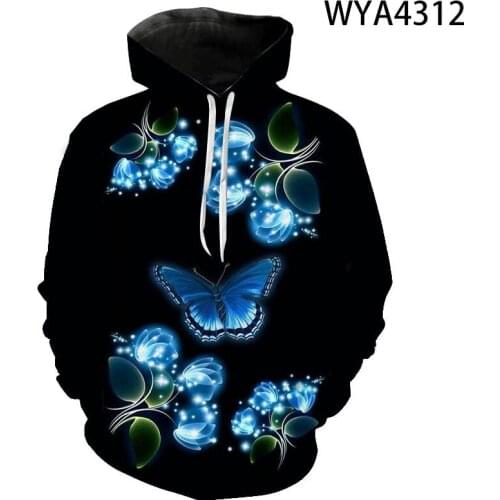 New Butterfly Men Women Children Fashion Hoodies 3D Printed Sweatshirts Pullover Long Sleeve Boy Girl Kids Streetwear Jacket