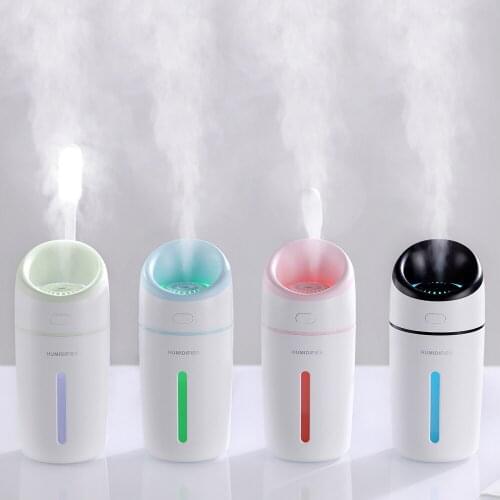 New 320ML Ultrasonic Air Humidifier 4 Colors Portable Light Electric Aromatherapy Car USB Cool-mist Maker Night Light&Fan