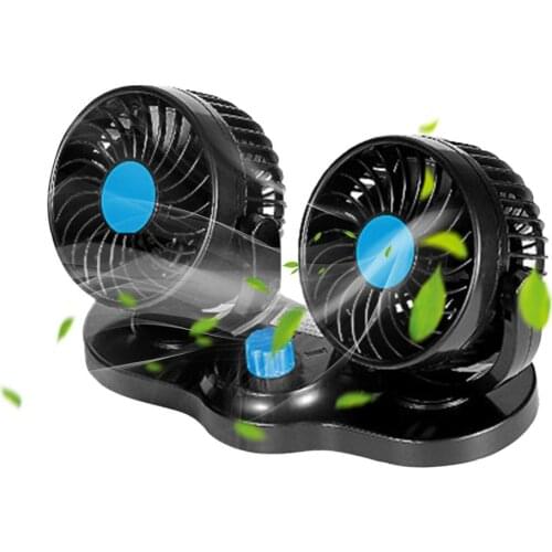 12V 24V 360 Degree Car Dual Head Air Fan All-Round Adjustable Auto Air Cooling Fan Low Noise Car Auto Cooler Car Fan Accessories