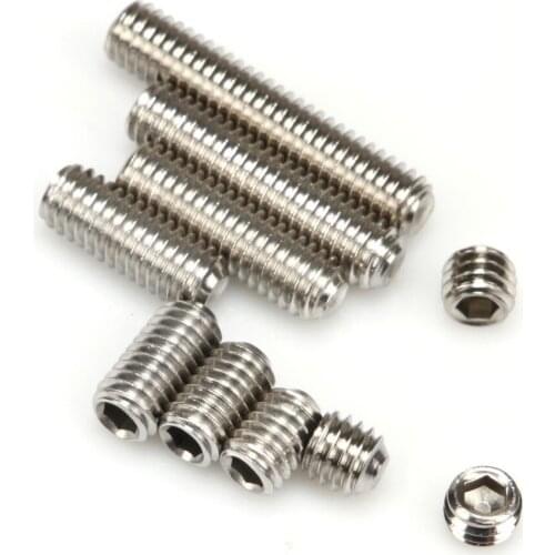 100pcs M6 304 Stainless Steel Metric Thread Grub Screws Flat Point Hexagon Socket Set Screws Headless