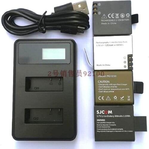SOOCOO EKEN SJCAM Original Accessories 3slots LCD Battery Charger Dual for C30 SJ4000 SJ5000 H9 H5S H6S THIEYE T5 Action Camera