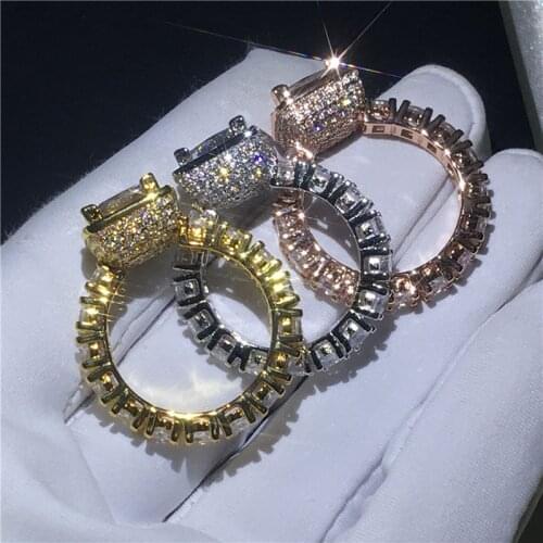 3 colors Vintage Lovers Engagement Wedding Band Rings for women men AAAAA zircon cz 925 Sterling silver ring Bridal Jewelry Gift