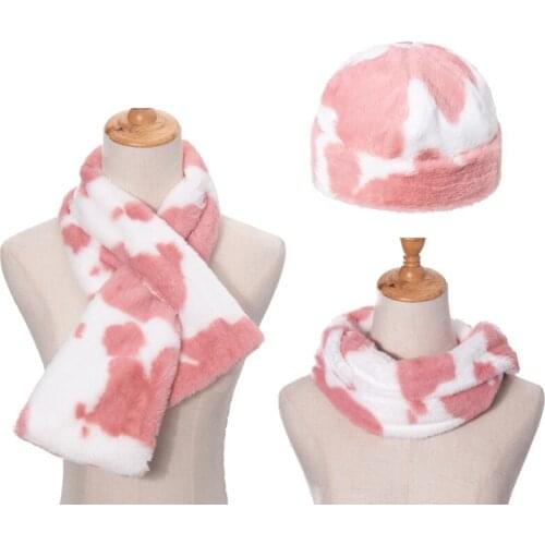 Autumn Winter Womens Milk Pattern Scarf Imitation Rabbit Fur Collar To Keep Warm Velvet Thickening Ladies Fashion Muffler F28