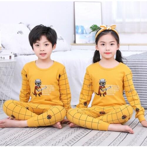 Winter Full Sleeve Cotton Pajamas Sets for 3 to 14 Years Baby Kids Teenager Children Sleepwear Girls Pyjamas Boy Sets