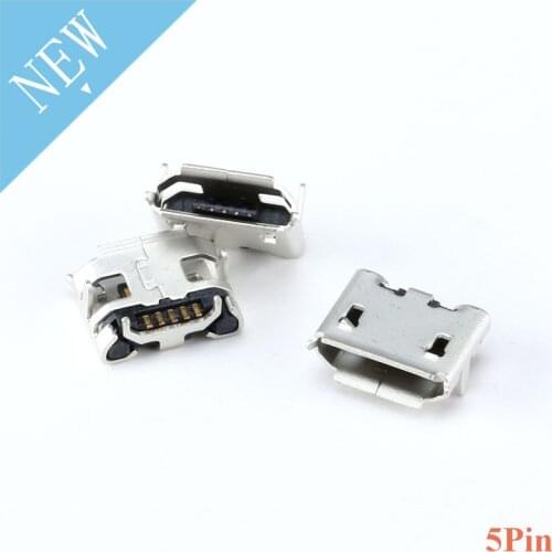 100pcs Mini usb Connectors Micro Jack Connector Female 5pin Charging Socket Micro USB 5Pin Inserting Plate Seat 5P 5 P Pin