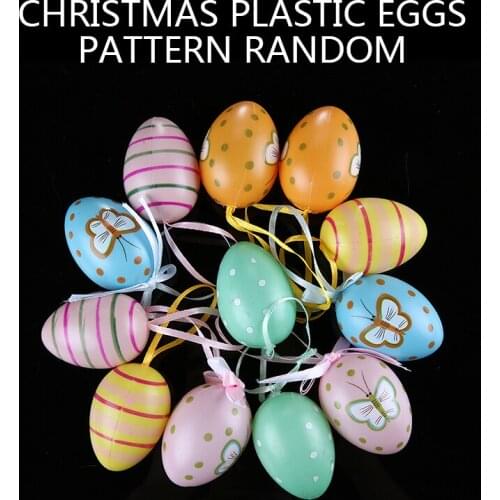 12pcs DIY Printed Colorful Eggs A Great Gift Set For Kids At Holiday Christmas Easter Hanging Decorative Plastic