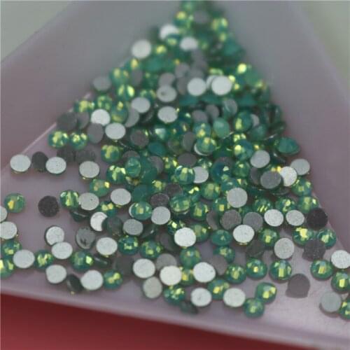 1440pcs/lot Non Hotfix Rhinestone Green Opal Glue On Rhinestones Flatback Round 3d Nail Art Decorations Diy