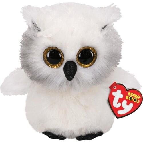 15CM Ty Beanie Austin Sparkly Glitter Eyes Black And White Face Owl Cute Animal Doll Birthday Gift Soft Stuffed Plush Toy Kids