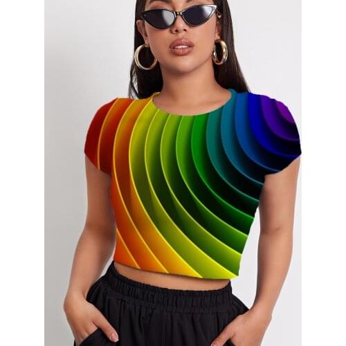 3d Tshirt Dizziness T-shirt Women Colorful T-shirts 3d Abstract Tshirt Printed Psychedelic Shirt Print Womens Clothing Summer
