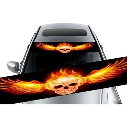 1PCS 3D windshield sticker 130x21cm thriller car front window solar film color film top decoration auto parts