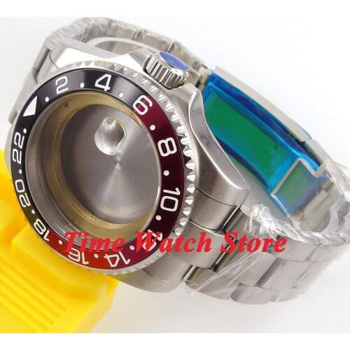 43mm Sapphire glass black red bezel Watch Case with bracelet fit ETA 2836 MIYOTA 8215 Mingzhu 2813 Automatic movement 57