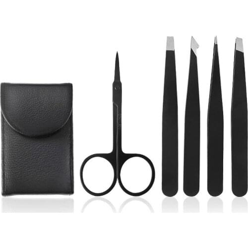 5Pcs Tweezers Eyebrow Tweezer Set Stainless Professional Eye Lashes Extension Tweezers Eyebrow Tongs Scissors Cosmetic Tools