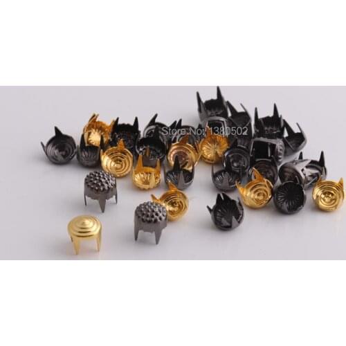 50pcs /lot black and gold color garment rivets Claw nail for bag Clothes leather Craft