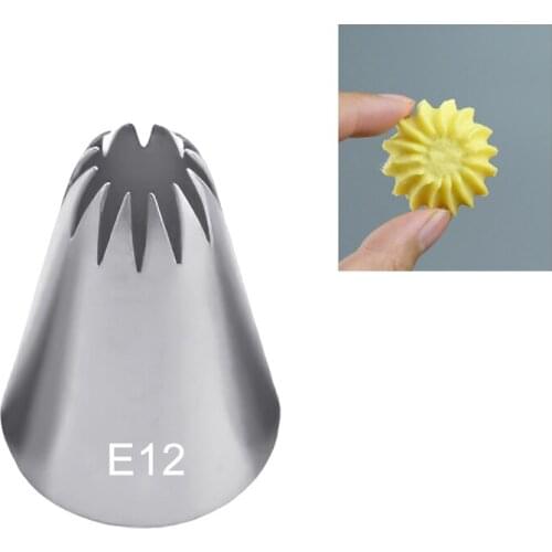 #E12 Russian Tulip Icing Piping Nozzles Stainless Steel Flower Cream Pastry Tips Nozzles Bag Cupcake Cake Decorating Tools