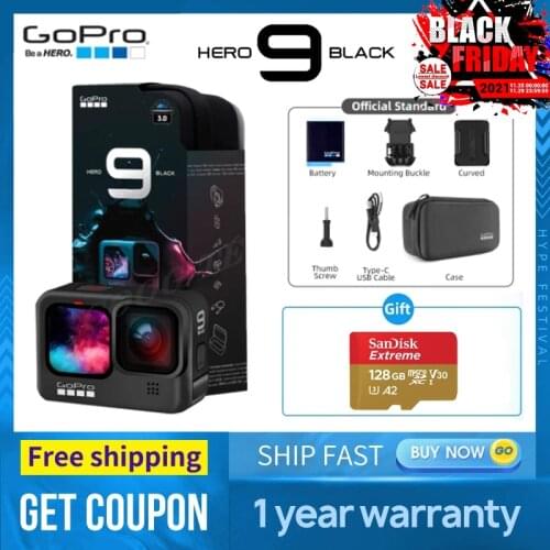 GoPro HERO 9 Black Underwater Action Camera 4K 5K with Color Front Screen, Sports Cam 20MP Photos Live Streaming pk gopro hero 5