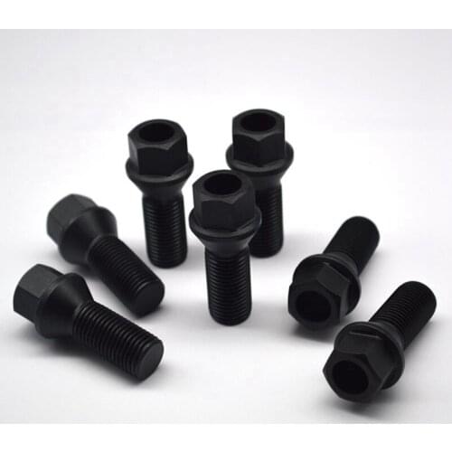 High performance black color 60 degree cone seat Gr.5 titanium lug bolts M14*1.5*28mm