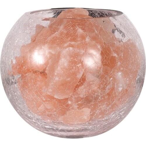 Creative Crystal Salt Lamp Circular Glass Lampshade Crack Bedroom Table Lamp Bedside Led Night Lamp Fairy Christmas Lights