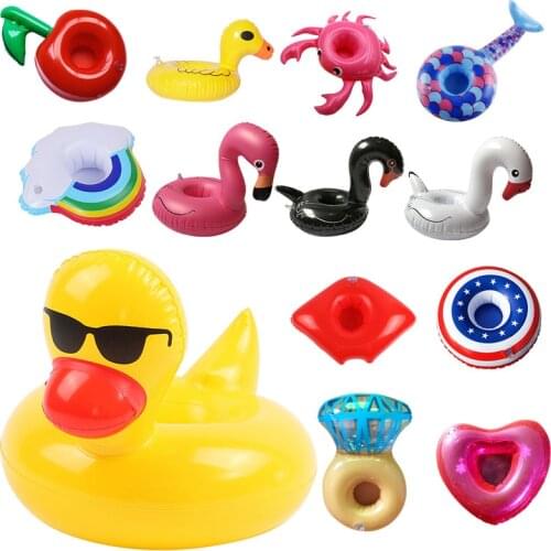 Hot Inflatable Swimming Pool Float Cup Drink Float Holder Flamingo Donut Pool Float Swimming Ring Party Toys Beach Accessories