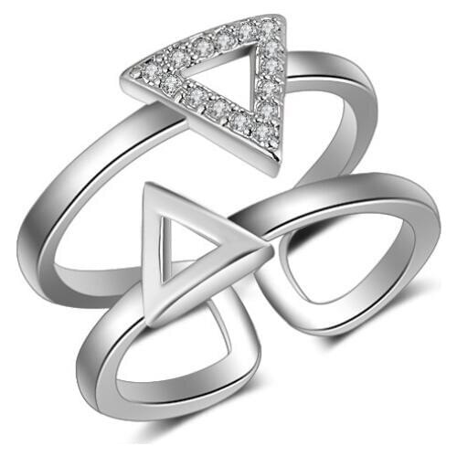 Fashion south Korean double triangular opening rings