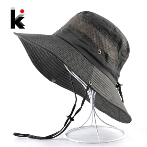 Mens Summer Bucket hat Wide Brim Sun Caps Women Beach Anti-UV Visor Hats For Men Outdoor Fishing Climbing Bob Chapeau Bones