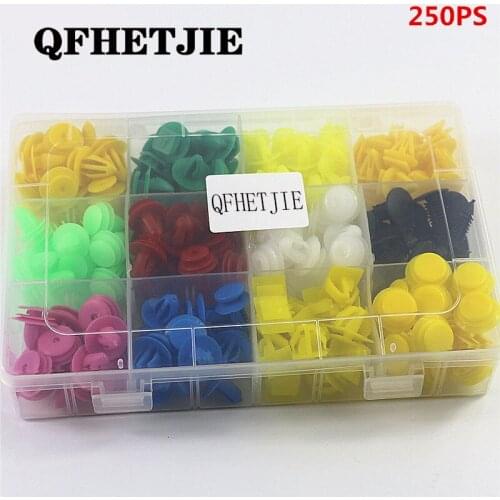 250PCS Car Door Panels Bumper Cover Fender Automotive Plastic Fasteners Boxed Kit Auto Fastener Clips Set Auto Fasteners