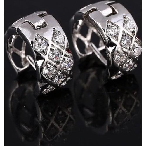 New Design Silver Plated Charm Austrian Crystal Hoop Earrings Shiny Rhinestone Delicate Earring Jewelry Infinity Hot oorbellen