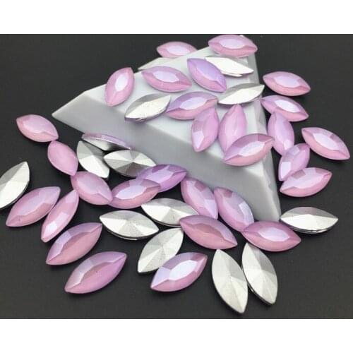 New Mocha 7x15mm Navette Glass Crystal Fancy Stone Pointback Marquise Rhinestone Violet Color