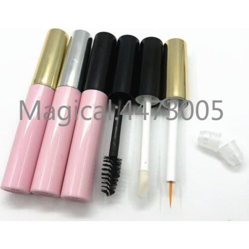 Plastic 1.5ML Cosmetic Pink Lip Gloss Sample Tube, Small Makeup Tool Eyeliner Refillable Bottle, Empty Mini Mascara Container