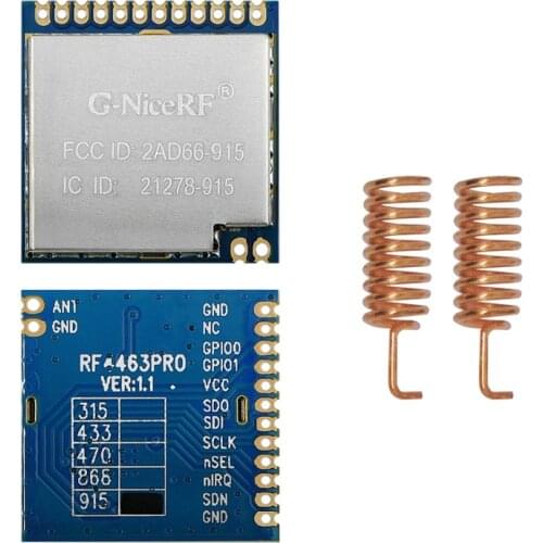 1pcs RF4463PRO+Antenna Si4463 20dBm 100mW RF Module transceiver Frequency Hopping Module 915mhz/433mhz/868mhz/470mhz
