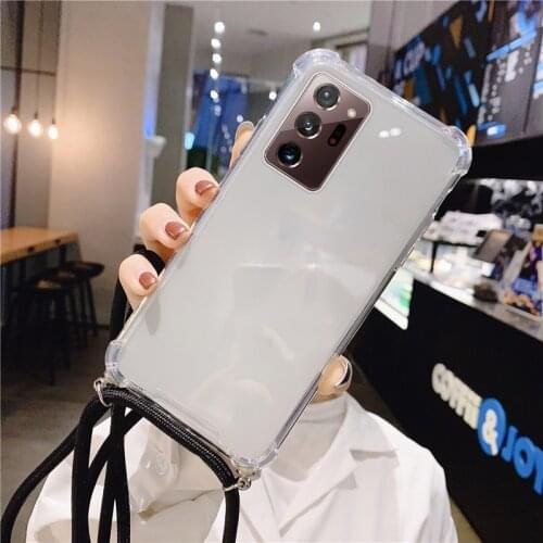 Luxury Lanyard Silicone Phone Case For Samsung Galaxy S21 S20 S10 S9 S8 Note 20 10 9 8 Lite Plus Ultra-thin Necklace Strap Cover