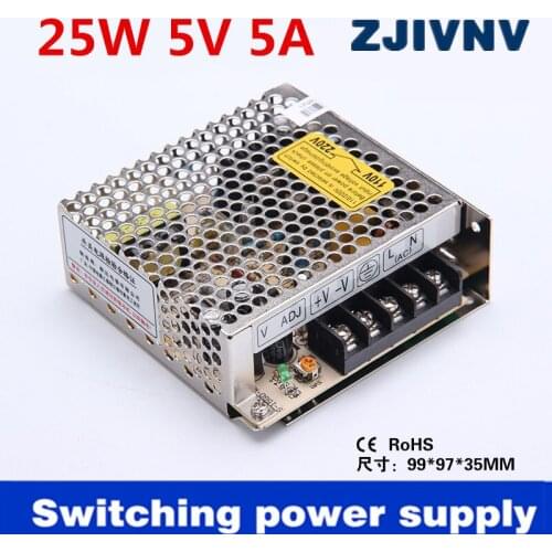 Factory outlet 25W Single output switching power supply 5V 5A Led driver led 5v power supply china smps (type: S-25-5)