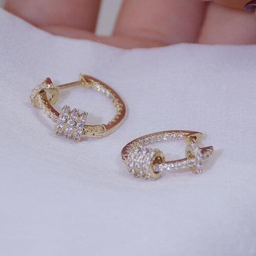 Korea Hot Selling Fashion Jewelry Exquisite AAA Zircon 14K Real Gold Earrings Elegant Simple Round Womens Daily Earrings