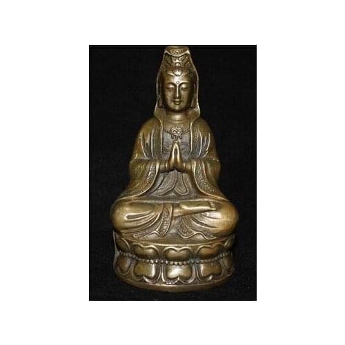 Tibet Buddhist bronze Goddess of Mercy kwan-Yin Buddha Statue free shipping