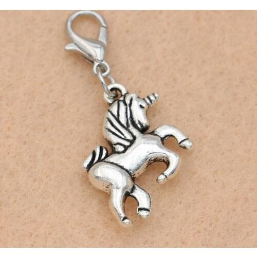 Antique Silver Plated Unicorn Charm Lobster Clasp for Jewelry Making Bracelet Accessories Necklace Handmade 28x15mm