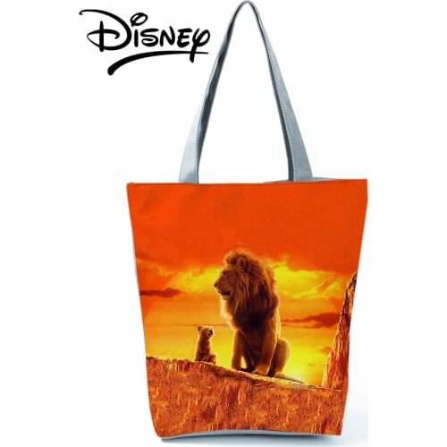 The Lion King Printing Handbag Orange Women Shoulder Bag lion Animal High Capacity Reusable Shopping Bag Bright Colors Beach Bag